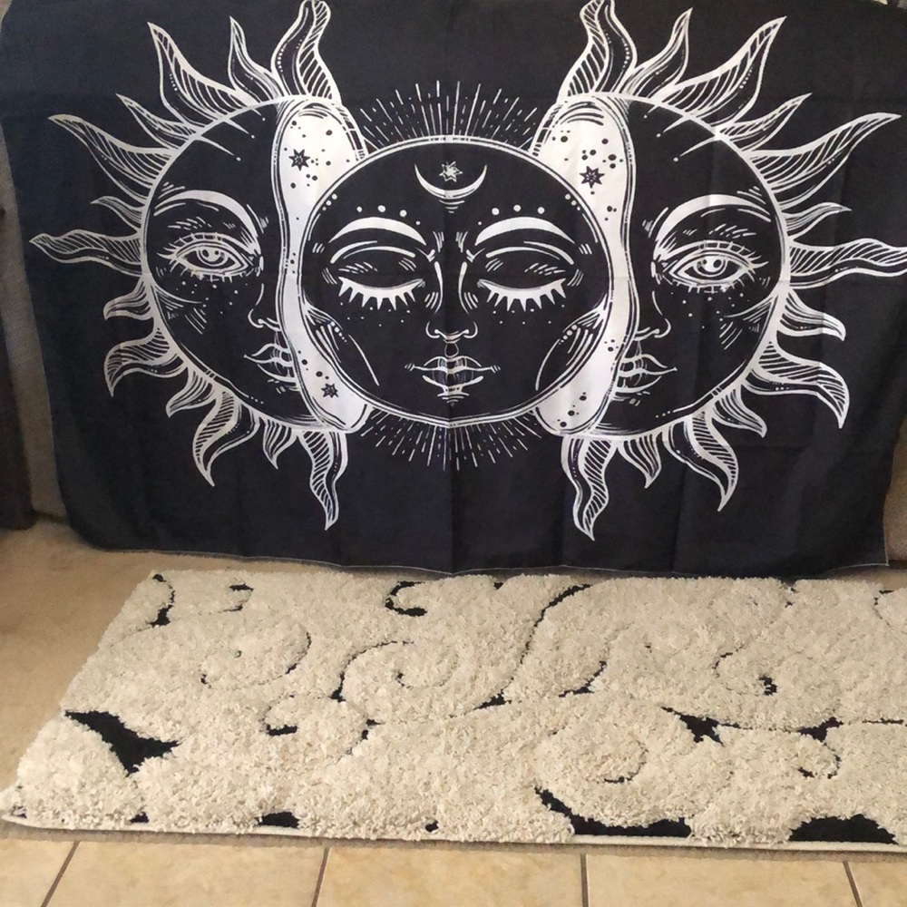 Sun and Moon Tapestry Aesthetic Black and White Tapestry Wall Hanging Decor Witc